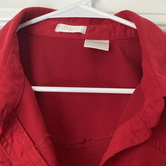 GNW Red Western Style Suede Feel Button Up Top Size XL - Picture 2 of 7